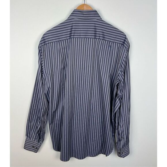 Brioni Dress Shirt Striped Button Down Long Sleeve Blue Cotton men’s size L - Picture 2 of 12